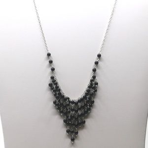 Sterling Silver Black Onyx Beaded Necklace